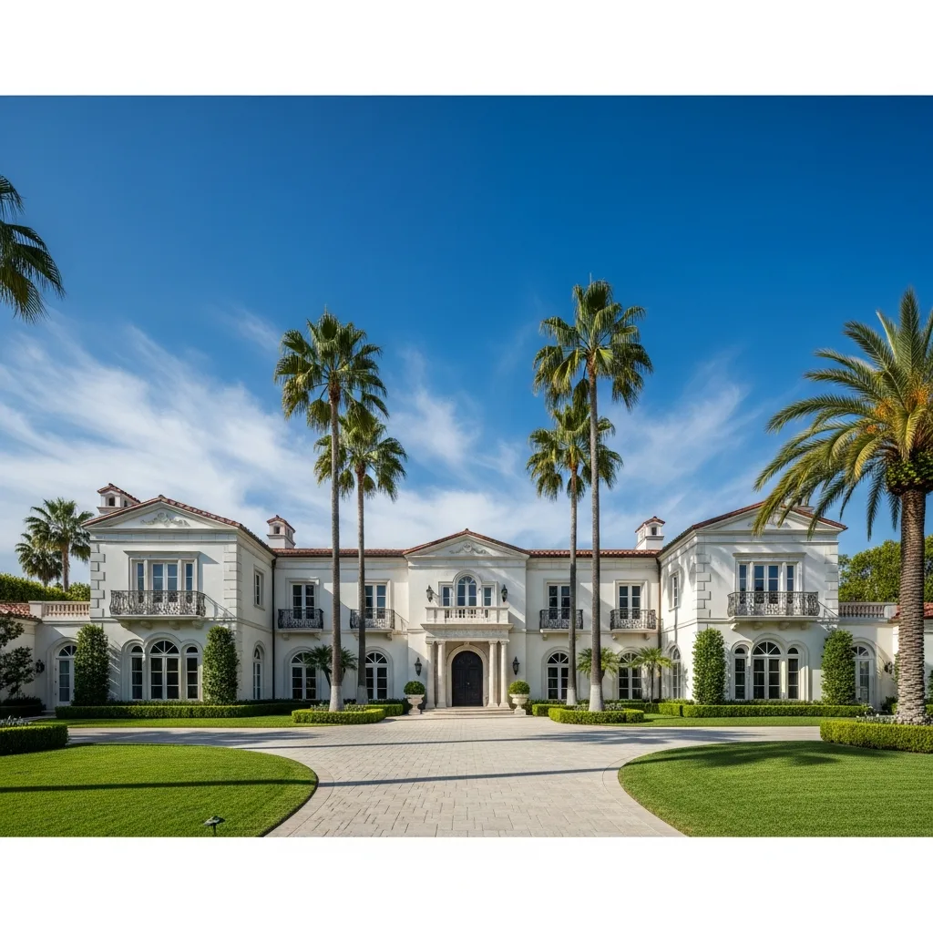 Grand exterior home with fresh white paint